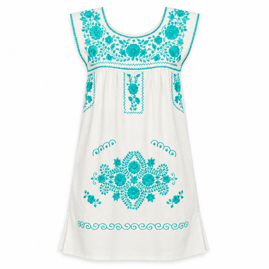 vestido mexicano bordado blanco