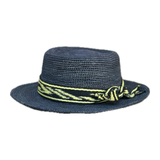 Sombrero boater crochet azul 1