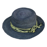 Sombrero boater crochet azul 1