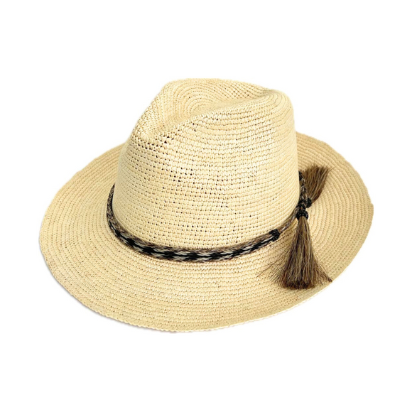 Sombrero crochet cinta crin caballo