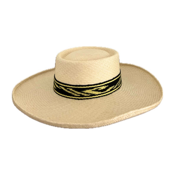 Sombrero Mujer Boater beige Ikat