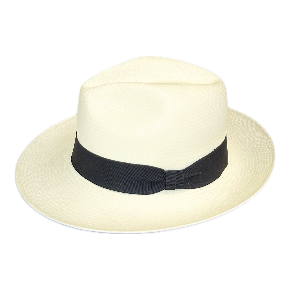 Sombrero Alba Panama Hat de paja toquilla natural con cinta negra
