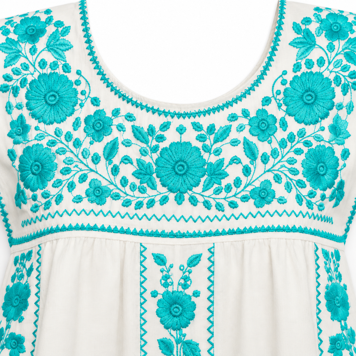 vestido mexicano bordado blanco detalle